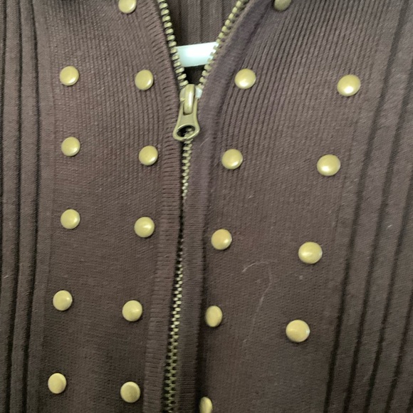 Tracy M large dark brown zip sweater - Picture 2 of 4